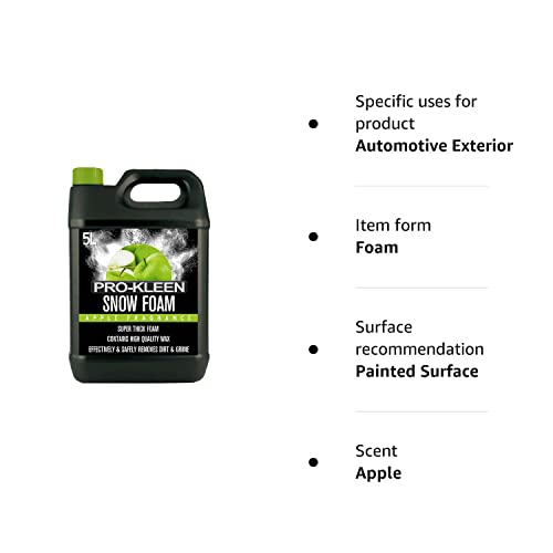 5L of Pro-Kleen Apple Snow Foam with Wax – Super Thick, pH Neutral & Non-Caustic Foam – Extremely Powerful & Easy To Use