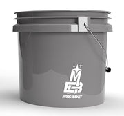 MAGIC BUCKET | Wash Bucket Set for Car Hand Wash Grey with Matching Bucket Lid | 3.5 US GALLONEN Approx. 13 Litres | Compatible with Grit Guard, Detail Guardz Dirt Lock, Chemical Guys Dirt Trap