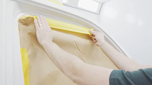 24mm x 50 Metre Q1 Painters Yellow Masking Tape Roll Painting & Decorating Premium masking for Car Body Spray Sharp Lines & No Paint Bleed with a rubber-base adhesive & 110°C Temperature Resistance