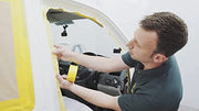 36mm x 50 Metre Q1 Painters Yellow Masking Tape Roll Painting & Decorating Premium masking for Car Body Spray Sharp Lines & No Paint Bleed with a rubber-base adhesive & 110°C Temperature Resistance