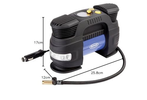 Ring RAC830 Heavy Duty Rapid Tyre Inflator - Digital Preset, Auto-Stop, SUV, Caravan - 12V, Adaptor Set, Storage Case