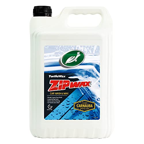 Turtle Wax Zip Wax Car Shampoo 5L x 2 - Dissolves Tough Stains & Soils with Streak Free Rinsing - Dual Action Concentrated Car Wash & Carnauba Car Wax - Easy to Use for a Showroom Shine