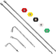 M MINGLE Pressure Washer Extension Wand - 120’’ Upgrade Power Washer Lance - Pressure Washer Accessories with 5 Nozzle Tips - 30°/90°/120° Curved Rod, 1/4" Quick Connect