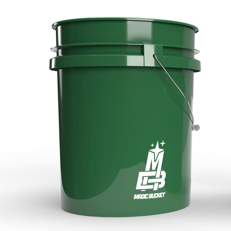 MAGIC BUCKET Wash Bucket Set for Car Hand Wash Dark Green with Matching Bucket Lid 5 US Gallons Approx. 20 Litres Compatible with Grit Guard, Detail Guardz Dirt Lock, Chemical Guys Dirt Trap