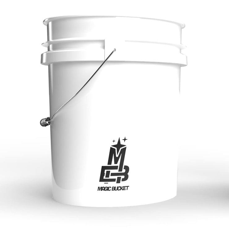 MAGIC BUCKET Wash Bucket Set for Car Hand Wash White with Matching Bucket Lid 5 US Gallons Approx. 20 Litres Compatible with Grit Guard, Detail Guardz Dirt Lock, Chemical Guys Dirt Trap