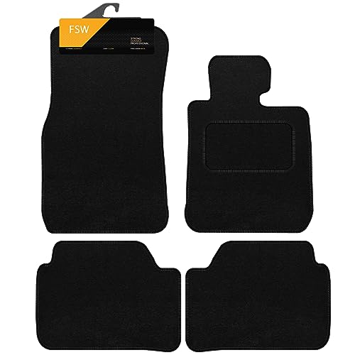 FSW - Tailored Mats - Fits BMW 1 Series 2011-2019 HATCH (F20)- Black Carpet - Anti Slip Mat - Non Slip Car Floor Mat, Fitted With Clips & Granulated Backing - 4 Pc Floor Mat Only