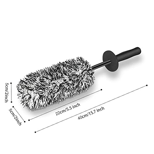 URAQT Car Wheel Brush, No Metal Wheel and Rim Detailing Brush, Car Wheel Cleaning Brush, Soft Dense Alloy Wheel Brush, Suitable for Wheels and Rims of Cars/Motorcycles/Bicycles (Black)