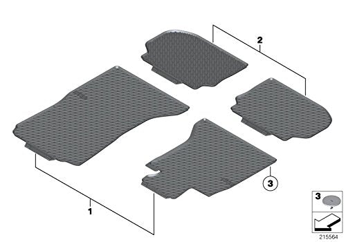 BMW Genuine All-Weather Floor Mats Rear Black 51472163803