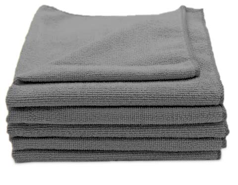 PRETEX Microfibre Cloth Pack of 5 with 300 GSM, grey, ultra-fine, easy on the paint, highly-absorbent, cleaning cloth, polishing rag, car cleaning, microfibre cloths