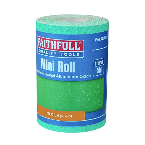 Faithfull FAIAR580G 5M Medium (80 Grit) Sandpaper Roll Green (Pro) 115mm x 5M