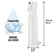 Seamuing 300ml Water Spray Bottle, Continuous Fine Mist Empty Spray Bottle, Misting Spray Bottle Fine Mist Sprayer for Curly Hair Plants Cleaning Barber Face Hairdressing ironing (White)