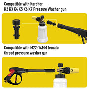 Snow Foam Lance for Karcher K2 K3 K4 K5 K6 K7 Pressure Washer, Replacement Foam Cannon Upgraded Connect & Power Thick Foam Soap Dispensal Adjustable Spray Nozzle, High Pressure Car Wash Gun Accessory