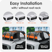 BOYUJK Car Roof Bag 20 Cubic/566 L, Waterproof Car Roof Bag no Rack Needed, Car Roof Box with Anti-Slip Mat and 6 Heavy-Duty Straps, Folding Soft Roof Bag for Cars with/Without Rack（ Orange 566L ）