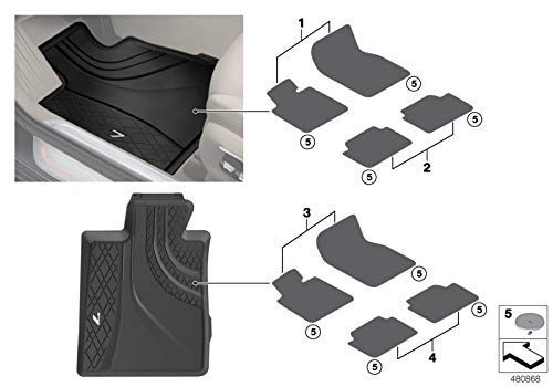 BMW Genuine Rear Car Floor Mats Rubber All-Weather G12 7 Series 51472444038