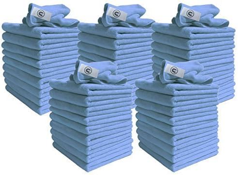 DCS Microfibre Cleaning Cloth, Blue Microfibre Cloth, Pack of 50, Large Size: 40x40cm. Super Soft Premium Streak Free Washable Microfibre Cloths for Kitchen, Bathrooms, Surfaces, Mirrors, Car & More