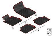 BMW Genuine Sports Rubber Floor Mats Rear Set Anthracite + Red Line LHD 51472219795