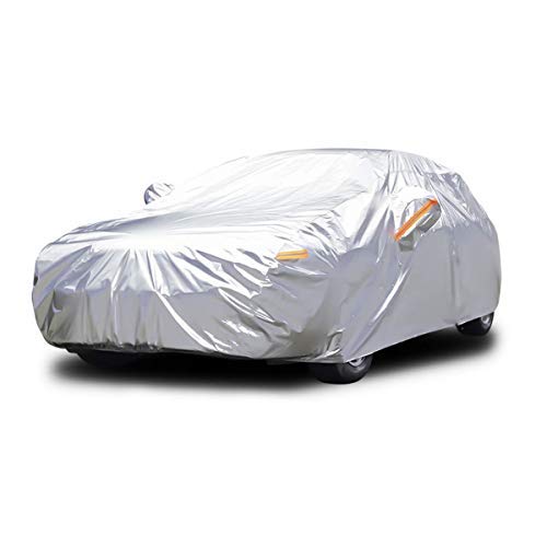 Dripex Car Cover Universal Fully Waterproof Dustproof Scratch Proof UV Protection Durable Breathable All Weather Protection Outdoor Indoor With Zipper Cotton Sedan Cover(485 * 193 * 143 cm)