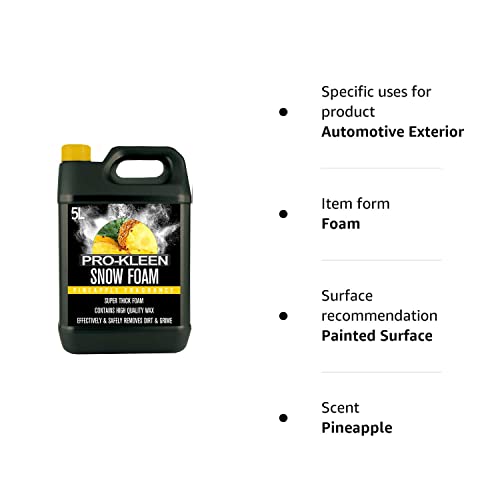 Pro-Kleen Snow Foam – pH Neutral,Super Thick and Non-Caustic – Extremely Powerful & Easy To Use (Pineapple Fragrance, 5L)