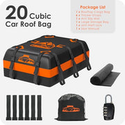 BOYUJK Car Roof Bag 20 Cubic/566 L, Waterproof Car Roof Bag no Rack Needed, Car Roof Box with Anti-Slip Mat and 6 Heavy-Duty Straps, Folding Soft Roof Bag for Cars with/Without Rack（ Orange 566L ）