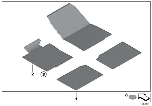 BMW Genuine Tailored Car Floor Mats Set Velours Grey 51477265423