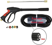 Triclicks High Pressure Power Washer Gun Spray Gun Garden Watering Sprayer + 18.5" Extension Wand + 5 Connect Nozzles + 10m Water Hose, Pressure Washer Lance for Car Wash Window Washing Home Cleaning