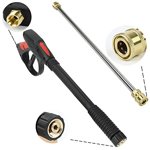 Triclicks High Pressure Power Washer Gun Spray Gun Garden Watering Sprayer + 18.5" Extension Wand + 5 Connect Nozzles + 10m Water Hose, Pressure Washer Lance for Car Wash Window Washing Home Cleaning