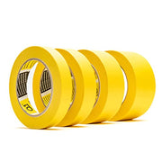 18mm x 50 Metre Q1 Painters Yellow Masking Tape Roll Painting & Decorating Premium masking for Car Body Spray Sharp Lines & No Paint Bleed with a rubber-base adhesive & 110°C Temperature Resistance