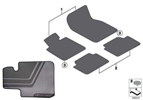 BMW Genuine M Performance Floor Mats Front Set Black 4 51472407306