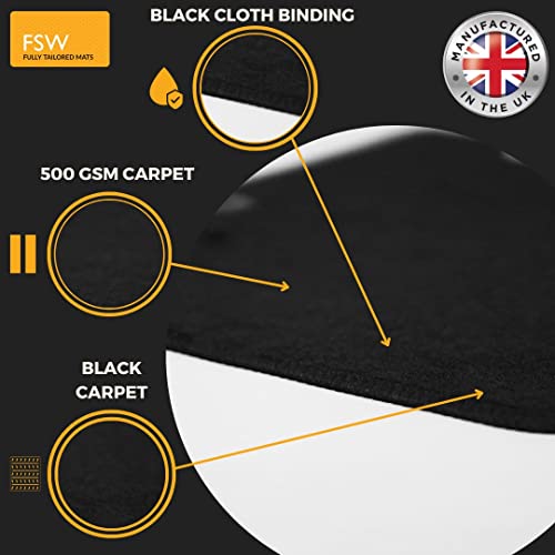 FSW - Tailored Mats - Fits BMW 1 Series 2011-2019 HATCH (F20)- Black Carpet - Anti Slip Mat - Non Slip Car Floor Mat, Fitted With Clips & Granulated Backing - 4 Pc Floor Mat Only