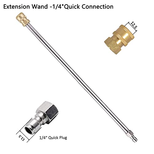 2 PCS Pressure Washer Lance Extension, 12 Inch 4000PSI Spray Gun Wand Lance Power Pressure Washer Extension with 1/4 Quick Connect for Pressure Washers Cleaning Machine