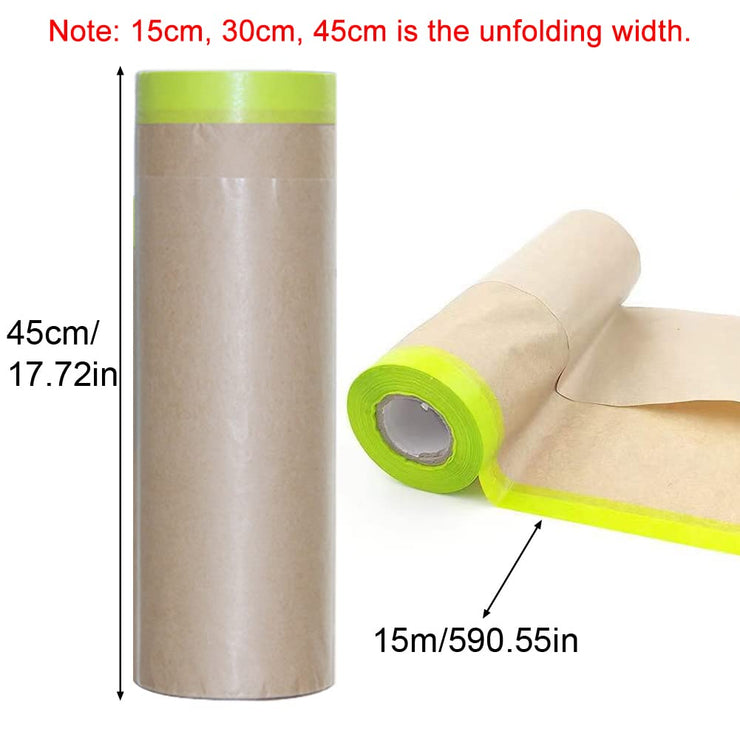 Jiakalamo Paint Masking Paper with Tape for Car and Furniture,Auto Body Masking Paper,Car Protection Covering Paper,Paint Masking Tape and Drape for Painting