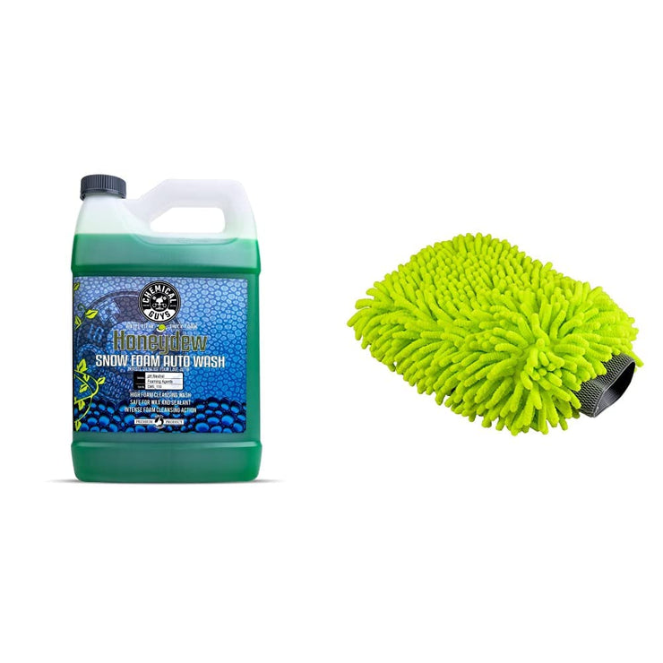 Chemical Guys CWS110 Honeydew Snow Foam Car Wash Soap and Cleanser (1 gal.) Chemical Guys & (Mic_493) Chenille Microfiber Premium Scratch Free Wash Mitt