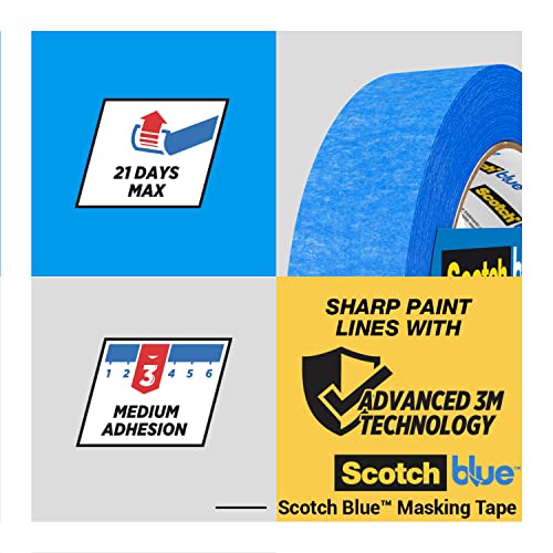 ScotchBlue Sharp Lines Advanced Masking Tape, 24 mm x 41 m - Scotch Adhesive Blue Painters Tape For Super-Sharp Paint Lines, Indoor & Outdoor, with 3M Advanced Technology, PEFC Controlled Sources