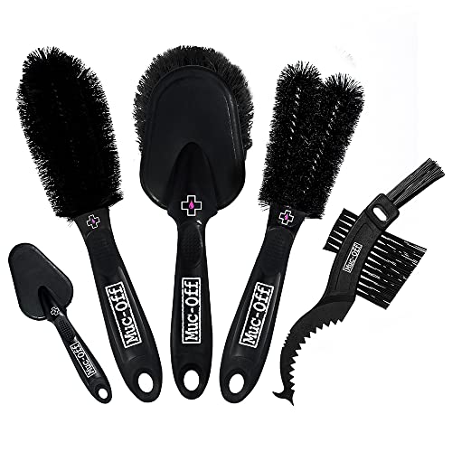 Muc-Off 5 Piece Brush Kit - Bike Cleaning Brushes, Motorbike Cleaning Brushes, Car Cleaning Brush Set - Bike Cleaning Kit with Chain Brush, Black