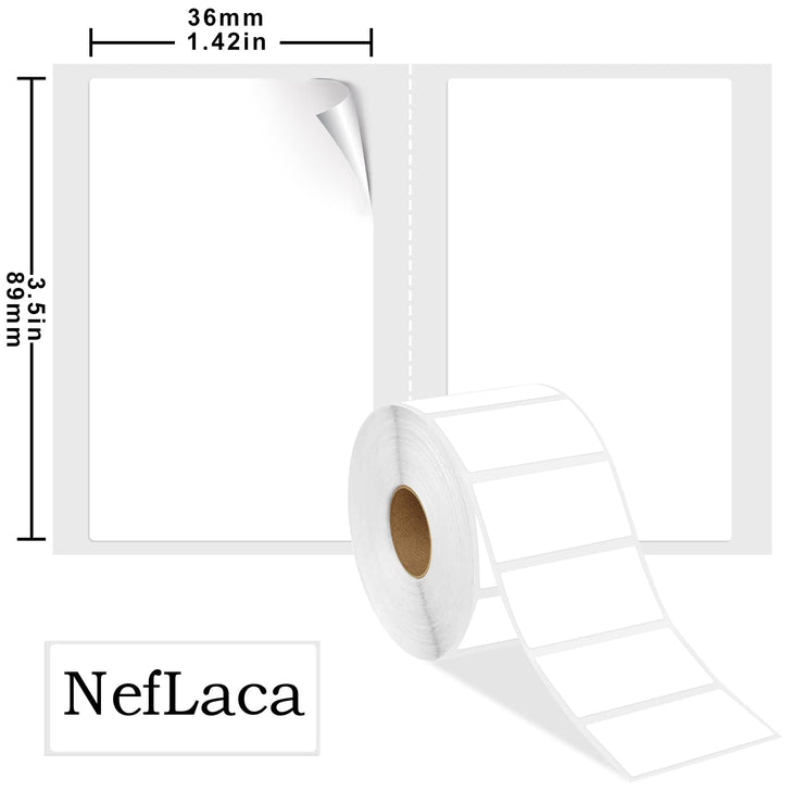 NefLaca Self Adhesive Address Labels 2 Roll 500 Labels 89mm x 36mm Thermal Mailing Labels Multipurpose for Labelling Envelopes, Packages, Parcels, Filing and More