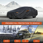 Kayme Car Cover Waterproof Breathable, Outdoor Full Cover Sun Rain Dust All Weather Protection with Zip and Cotton Lined, Fit Sedan (470 To 490cm) 3XL Black