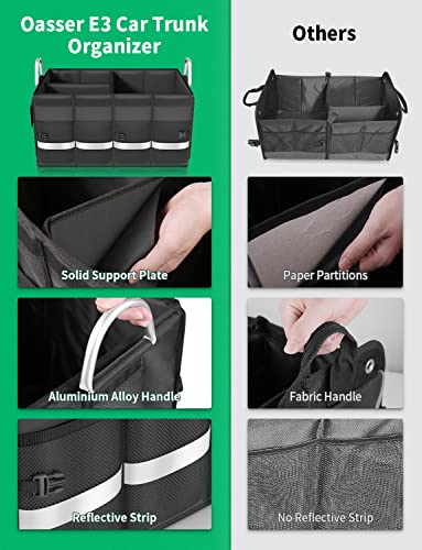 Oasser Car Boot Organiser Trunk Organiser Collapsible Waterproof Durable Multi Compartments with Sturdy Base Hook&Loop Fastener 1680D for Car Truck SUV & Indoor E3