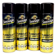 4 x Mix Bundle New Scents Sovereign Car Home Office Gym Turbojet Air Sanitiser Freshener Spray