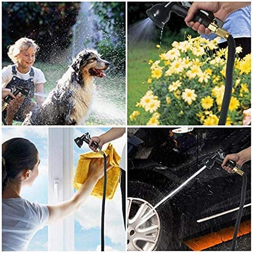 EUHUYG Flexible Garden Hose Pipe 100FT, 3 Times Expanding Flexible Magic Lightweight Watering Hose Pipe with 8 Function Spray Gun/Solid Brass Fittings/Anti-Leakage Easy to use