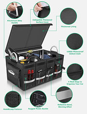 Oasser Car Boot Organiser Trunk Organiser Collapsible Waterproof Durable Multi Compartments with Sturdy Base Hook&Loop Fastener 1680D for Car Truck SUV & Indoor E3