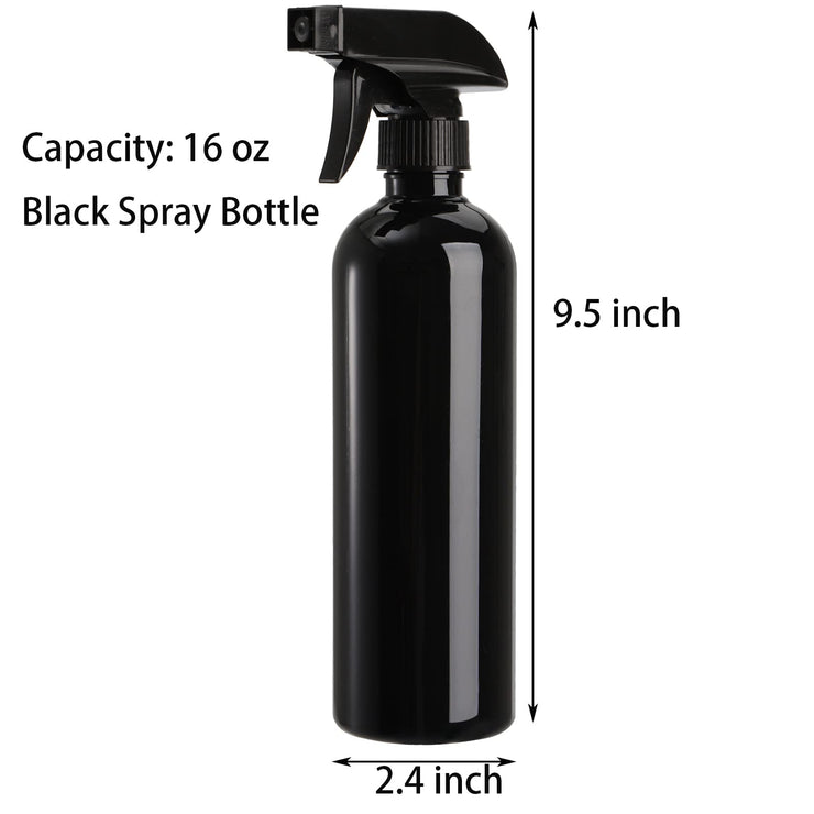 TOPZEA 12 Pack Empty Spray Bottles, 16oz Plastic Durable Black Spraying Bottles with Mist and Stream Option, Leak-proof Sprayers for Cleaning Solutions, Alcohol, Essential Oils, Hair Misting, Garden