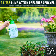 SA Products Pump Action Pressure Sprayer - Weed Killer Sprayer Pump for Fertiliser, Pesticides, Fungicides, Cleaning - Garden Sprayer with Plastic Lance & Carry Strap - Water Spray Bottles - (2 Litre)