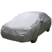 True Face Car Cover Universal Full Car Covers for Automobiles All Weather Waterproof UV Protection Windproof Rain Dust Scratch Proof Fit For Sedan & Hatchback Size 480x175x120 cm White - Silver