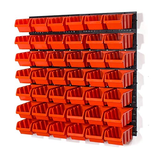 Set of 42 M size IN-Box storage bins and wall mounted louvre