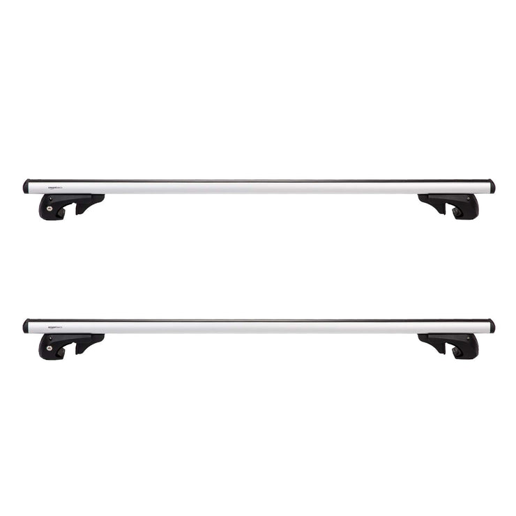 Amazon Basics 132.1 cm Roof Rack Cross Bars, Fits 98 to 116.8 cm Width of 2 Raised Rails with Gap to Car Roof, 2-Pieces, Black/Silver