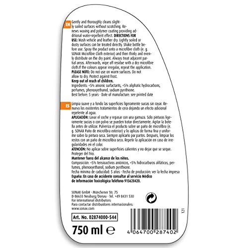 SONAX Brilliant Shine Detailer (750 ml) - Quick and easy paint care for a brilliant deep shine. Improves and protects the paint finish. | Item-No. 02874000-810
