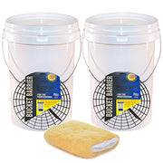 2 Car Wash Buckets & Bucket Barriers - 2 Bucket Wash Method/System - Swirl Free Wash Solution - Wash Mitt