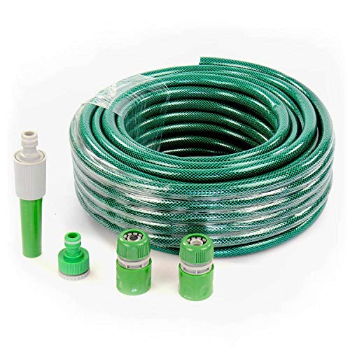 MantraRaj Reinforced Flexible Pressure Washer PVC Hose Pipe Watering Spray Gardening Gun Hosepipe Reel Plants for Home, Garden, Patio & Car Cleaning Outdoor (50FT)