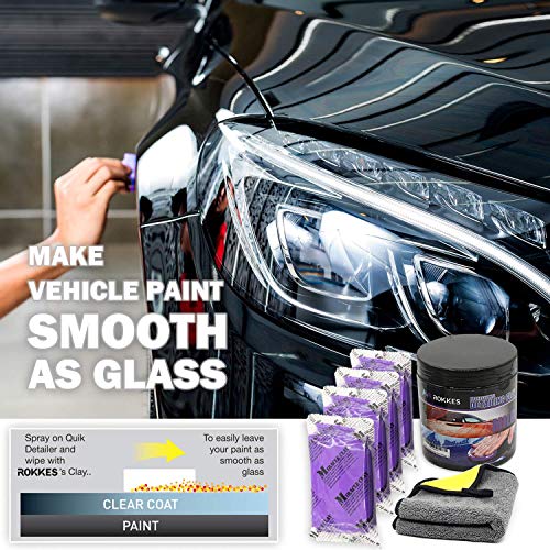 Clay Bar Car Detailing Clay - ClayBars Magic Clay Bar Kit, Premium 4Block x100g Mild Grade Auto Clay Bar with Washing and Adsorption Capacity for Glass, Vehicles and Much More Cleaning, Towel Included