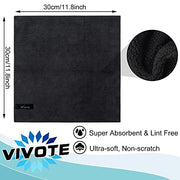 VIVOTE 9 Pack Microfibre Cleaning Cloths, Reusable Dish Cloth for Kitchen, Durable & Quick Drying Kitchen Rags, Highly Absorbent Microfibre Cloth, Multipurpose Dish Cloths 30 cm X 30 cm (Black)